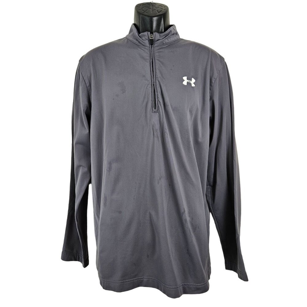 Under Armour Mens Team Tech Long Sleeve Pullover Shirt Size Large Gray Fitness